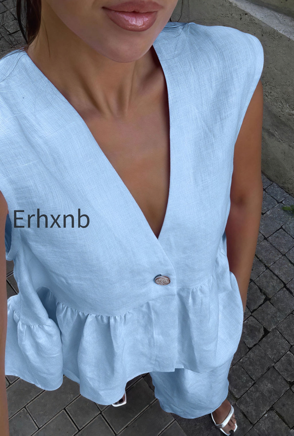 romantic-cotton-v-neck-sleeveless-vest-pants-two-piece-set