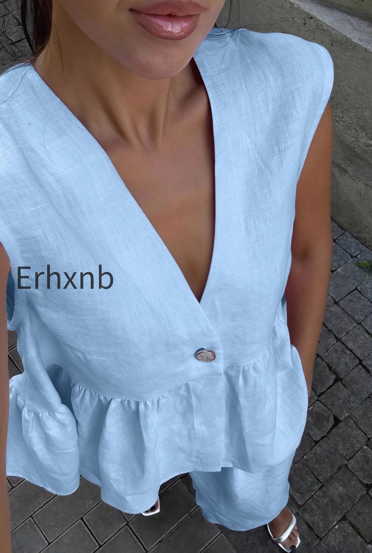 romantic-cotton-v-neck-sleeveless-vest-pants-two-piece-set