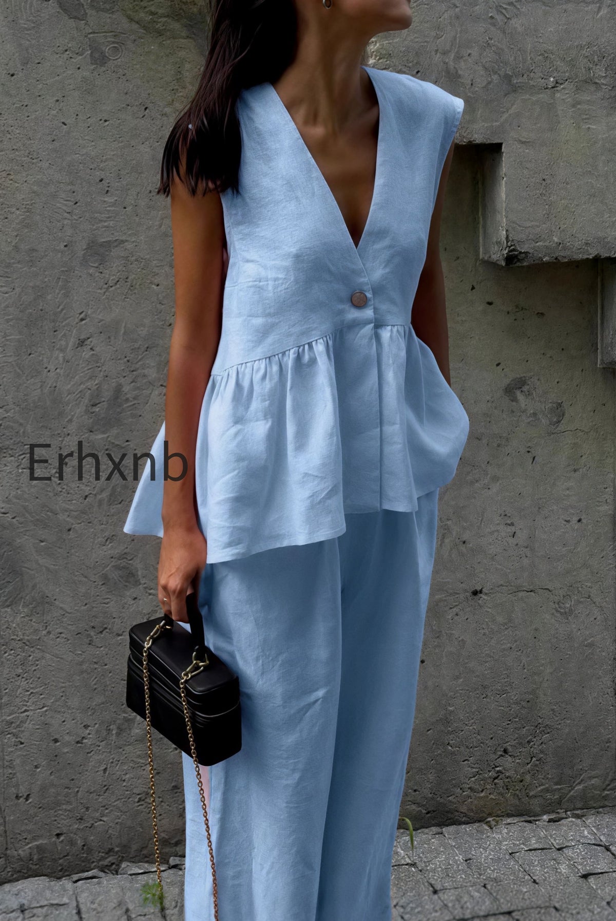 romantic-cotton-v-neck-sleeveless-vest-pants-two-piece-set