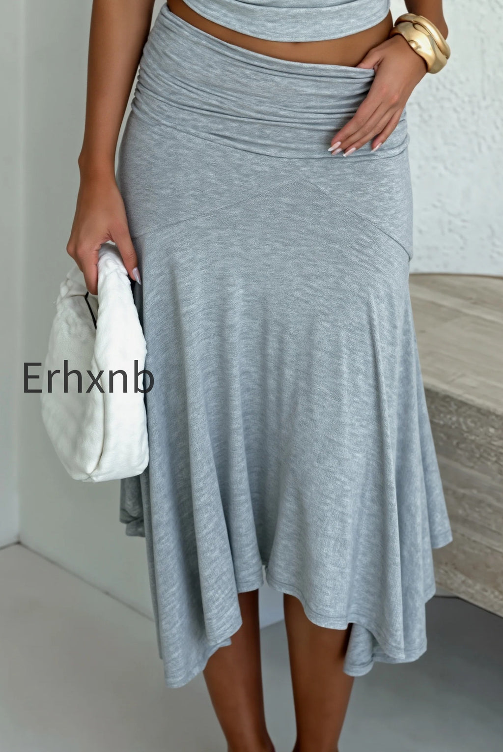 chic-solid-ruffle-hem-midi-skirt