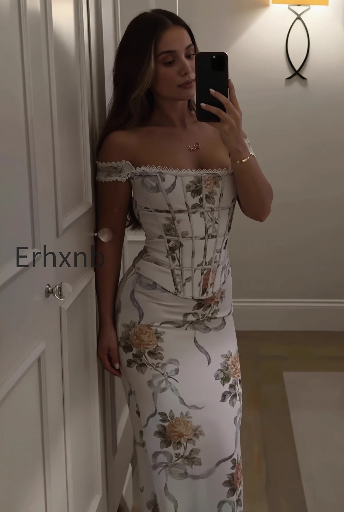 floral-printed-bandeau-bodycon-midi-dress
