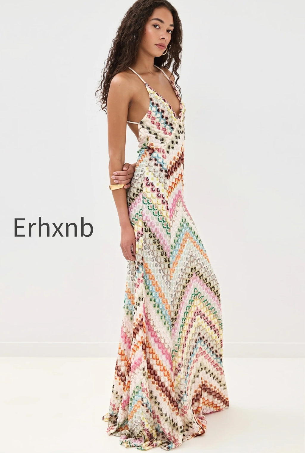 striped-knit-cutout-texture-maxi-dress