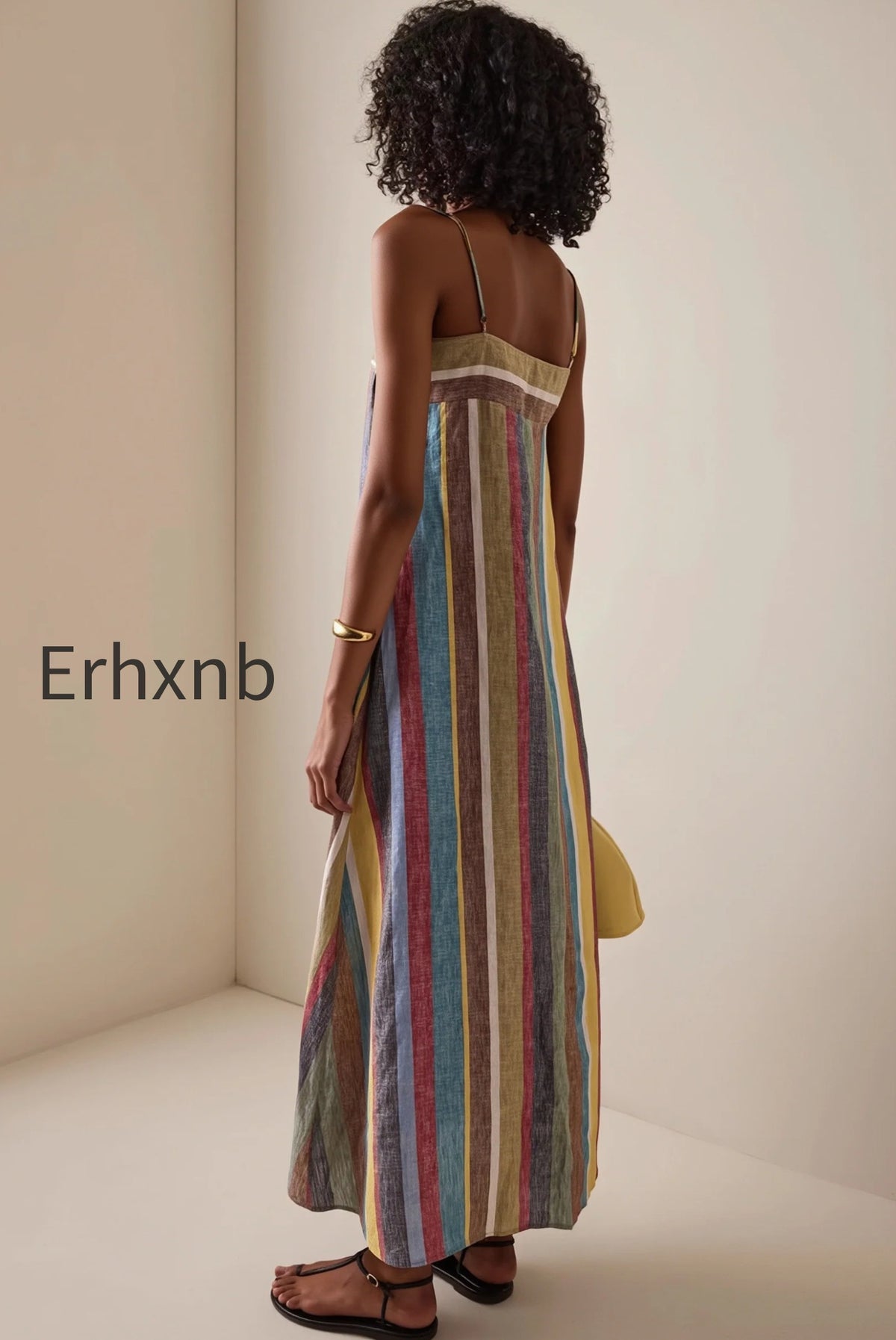 rainbow-stripe-loose-casual-boho-dress