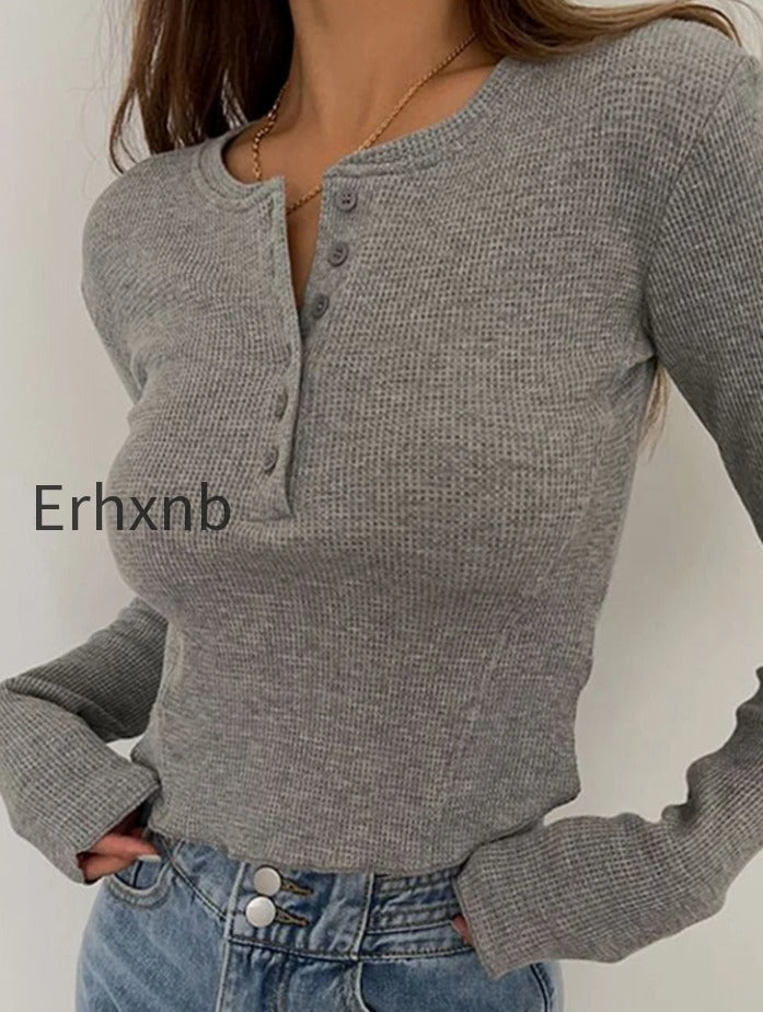 solid-ribbed-basic-long-sleeve-ruched-casual-knitted-buttons-up-t-shirts