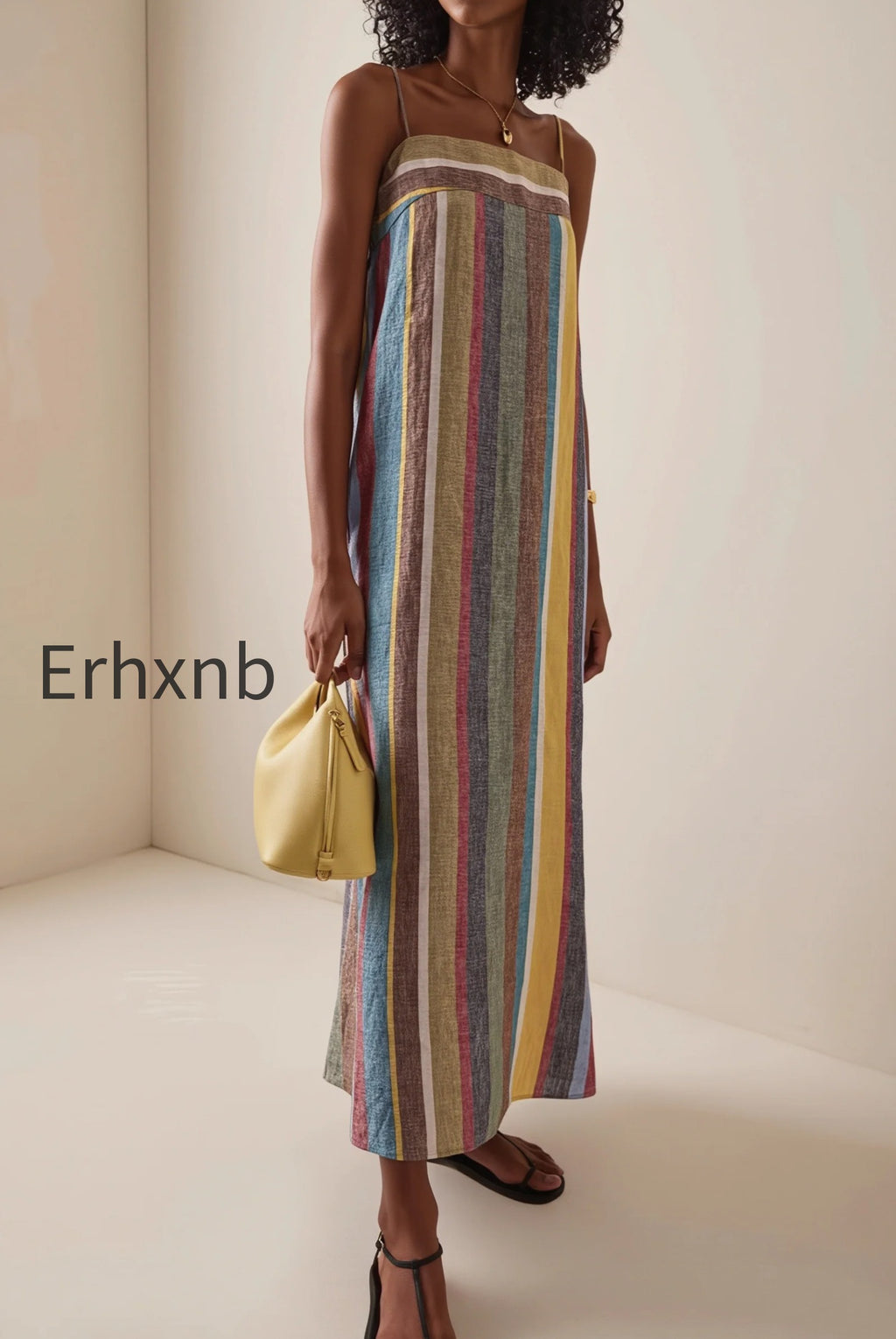 rainbow-stripe-loose-casual-boho-dress
