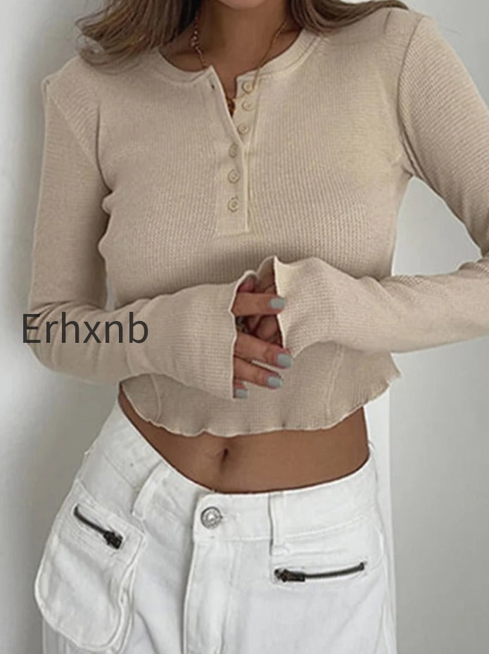 solid-ribbed-basic-long-sleeve-ruched-casual-knitted-buttons-up-t-shirts