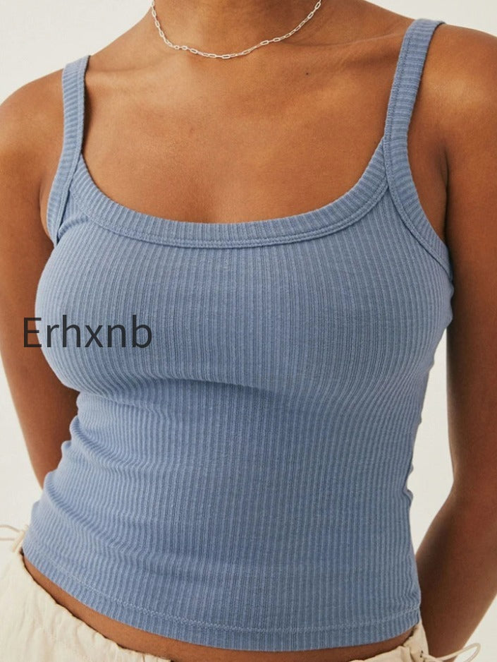 sleeveless-strap-ribbed-causal-cropped-top-summer-solid-o-neck-slim-fit-exposed-navel-mini-vest-2024-crop-top