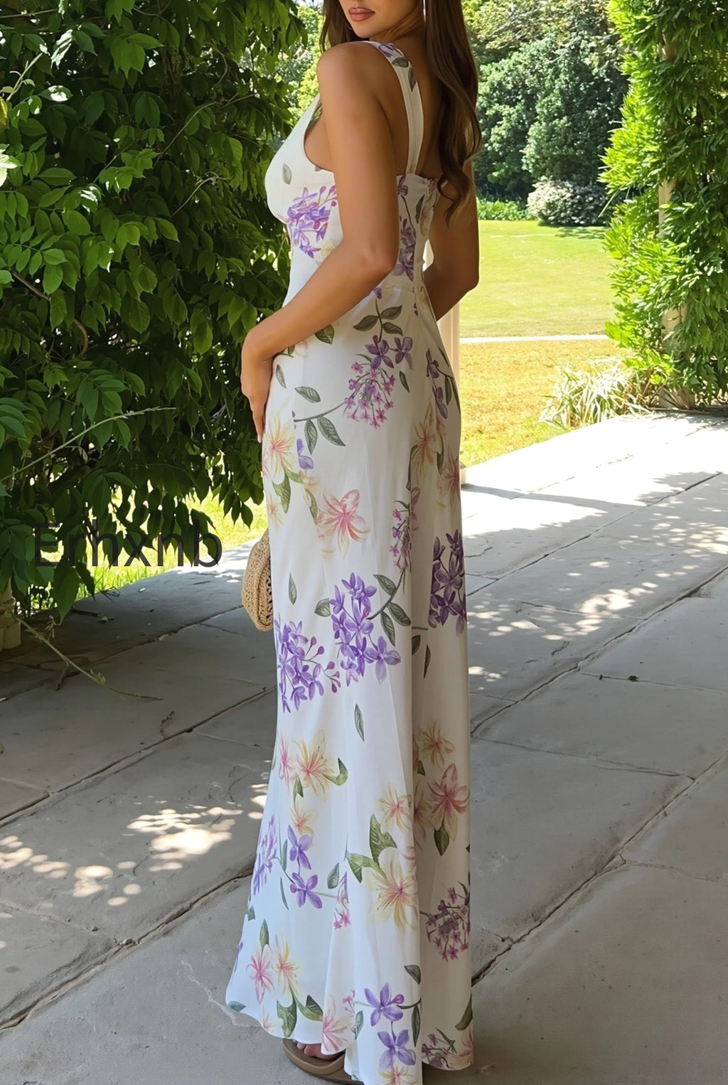 floral-printed-deep-v-bodycon-maxi-dress